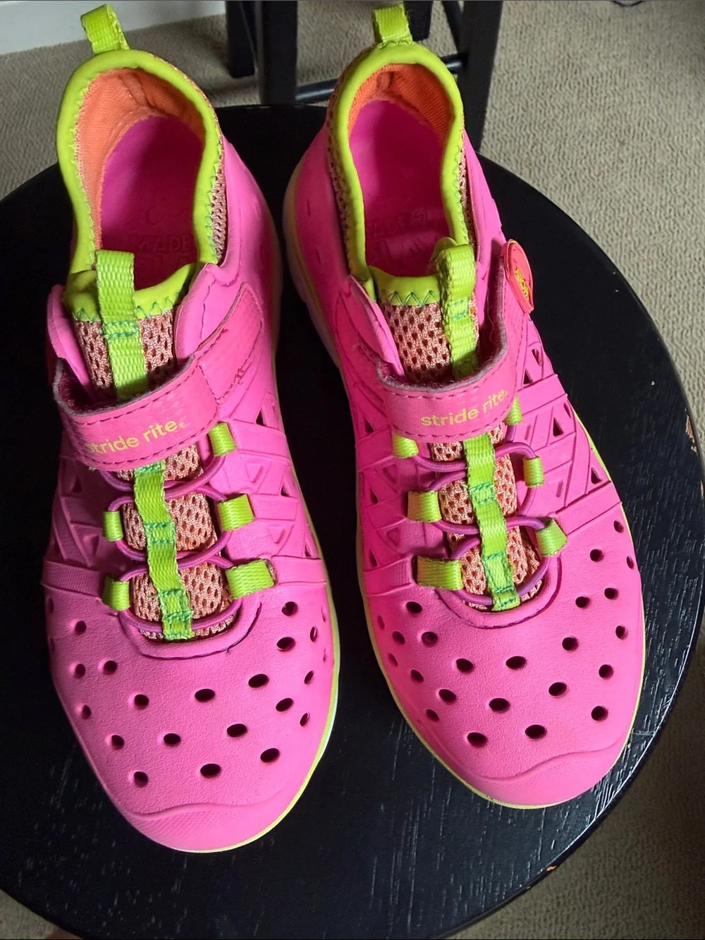 Stride Rite Kids' Pink and Neon Green Water Shoes